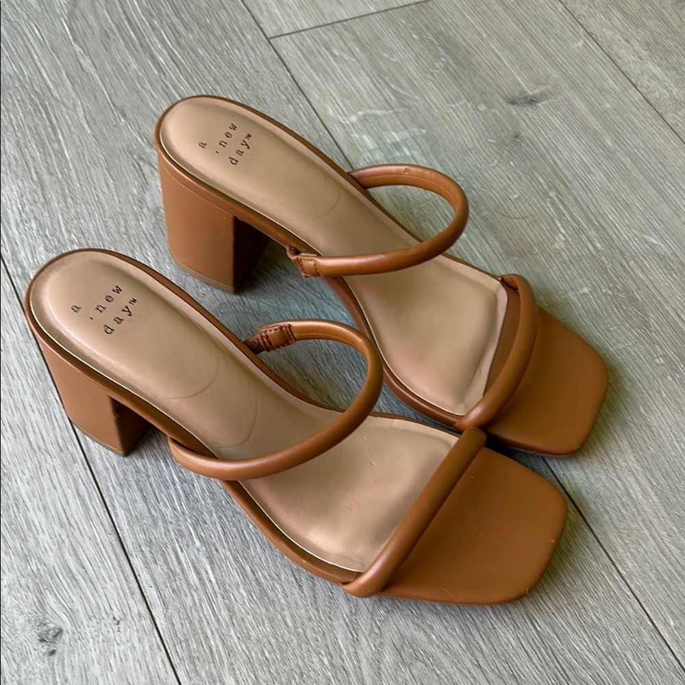 A New Day Tan Heeled Sandals with Block Heel